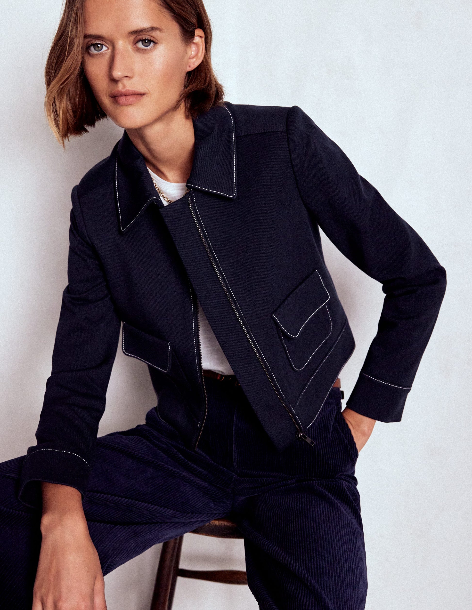Zip Patch Pocket Jacket-NAVY-2