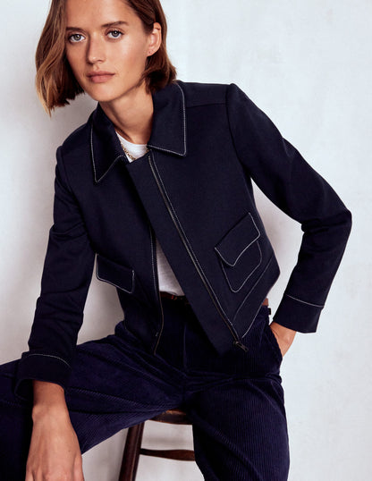 Zip Patch Pocket Jacket-NAVY-2