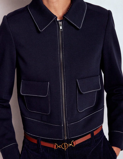 Zip Patch Pocket Jacket-NAVY-3