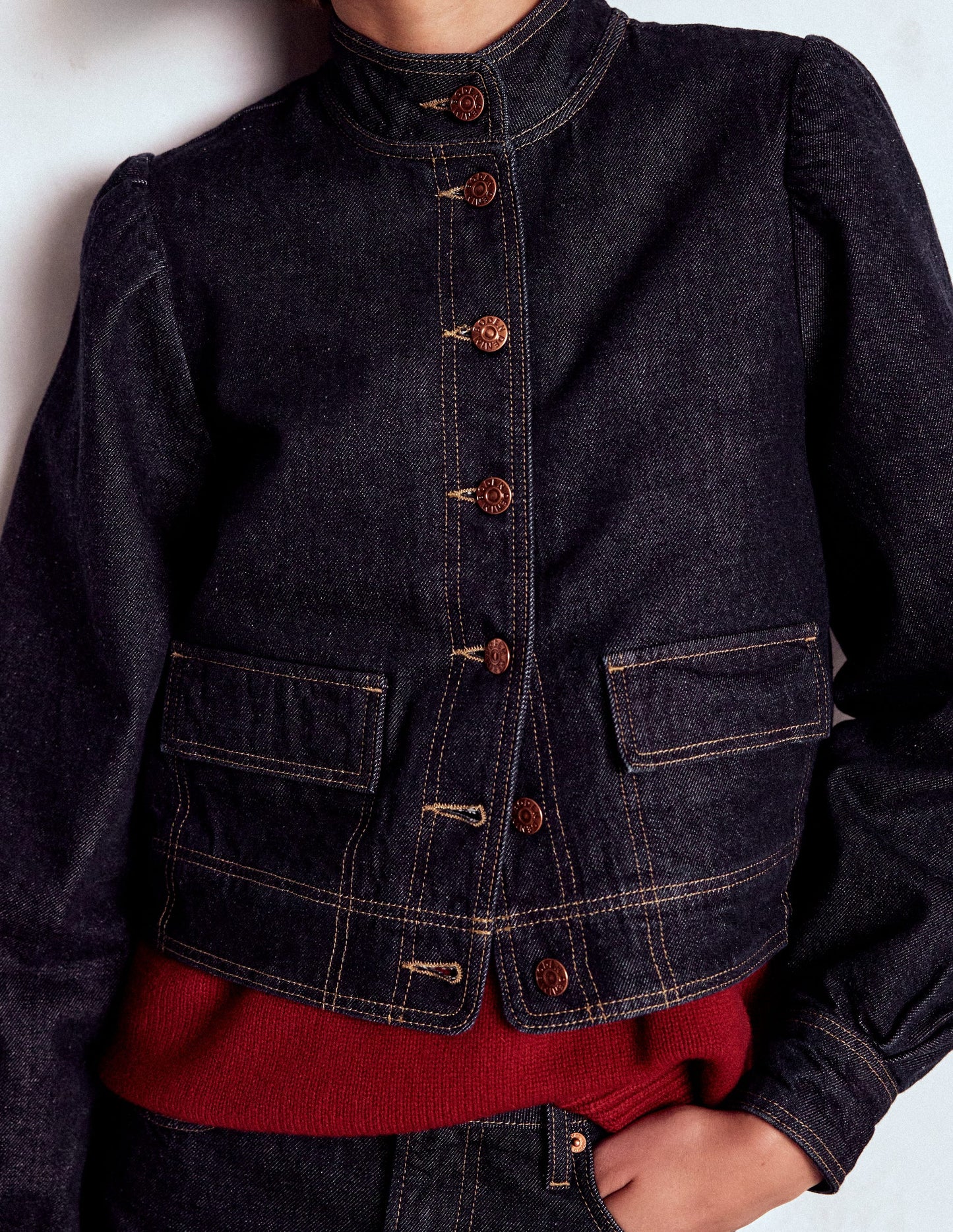 Topstitch Denim Jacket-Indigo