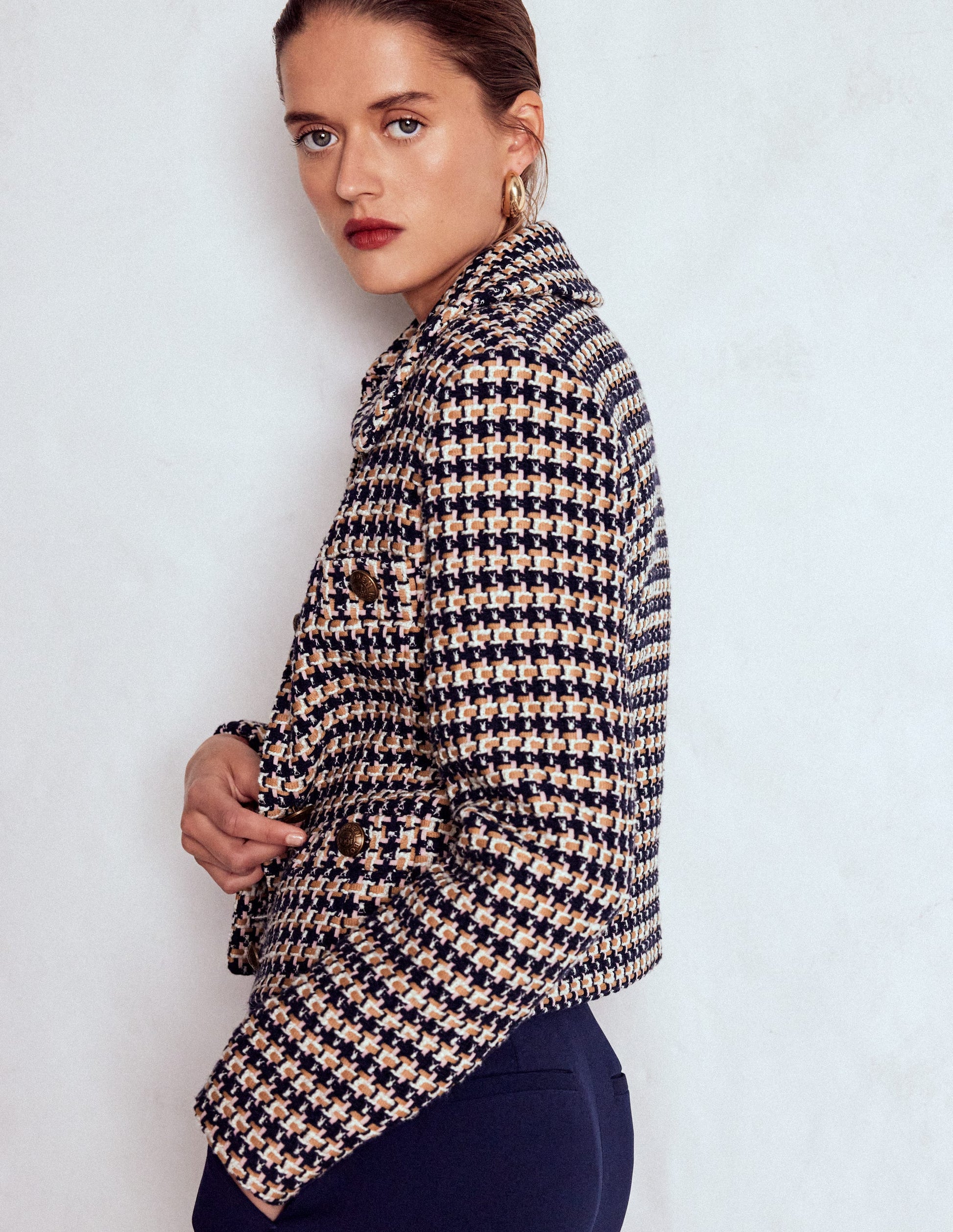 Button Up textured Jacket-CAMEL AND PINK TEXTURE-6