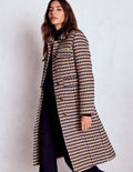 Pocket Detail Coat-Camel, Navy Red