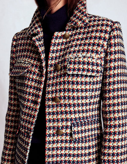 Pocket Detail Coat-Camel, Navy Red-3