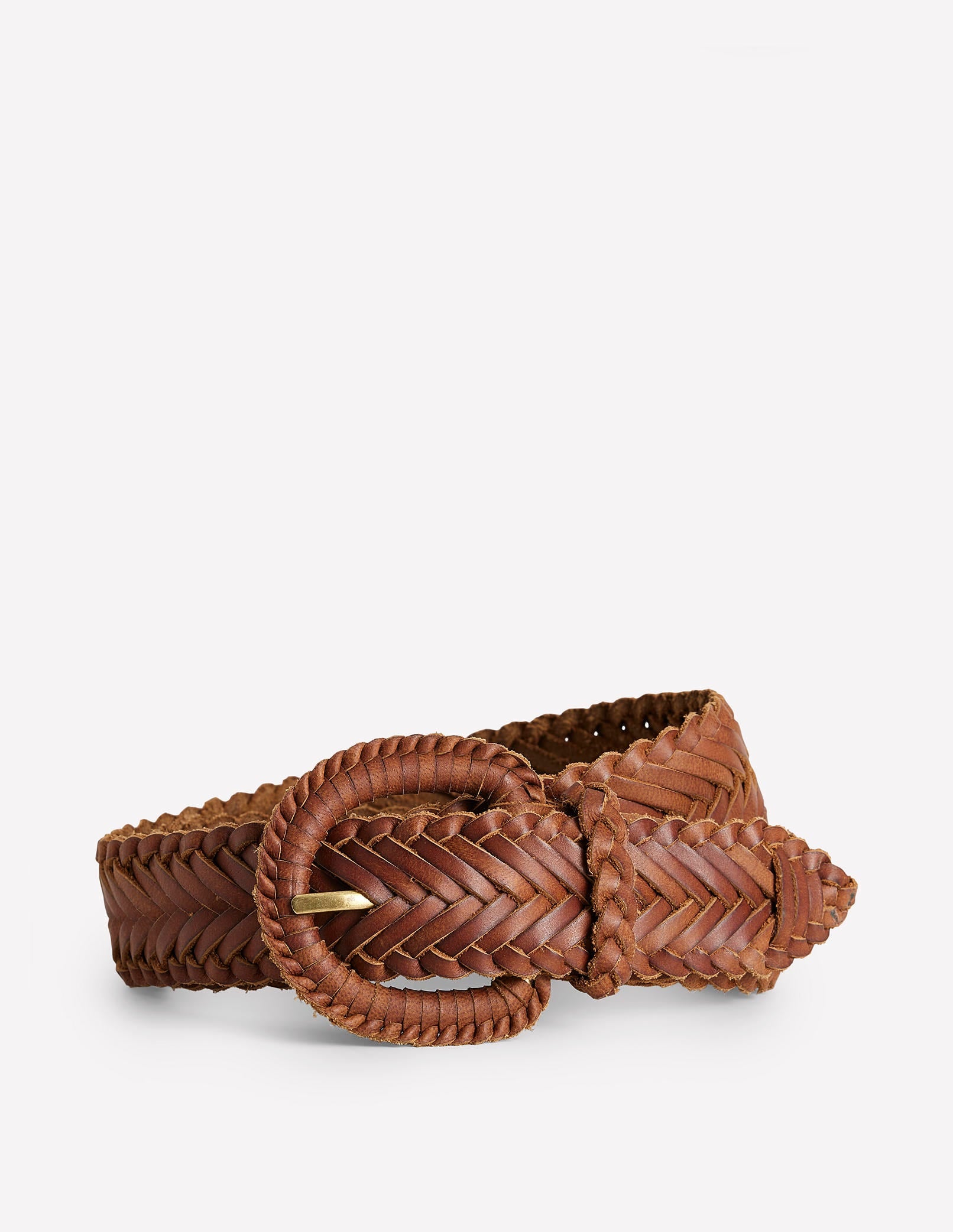 Woven Leather Belt-Tan-1