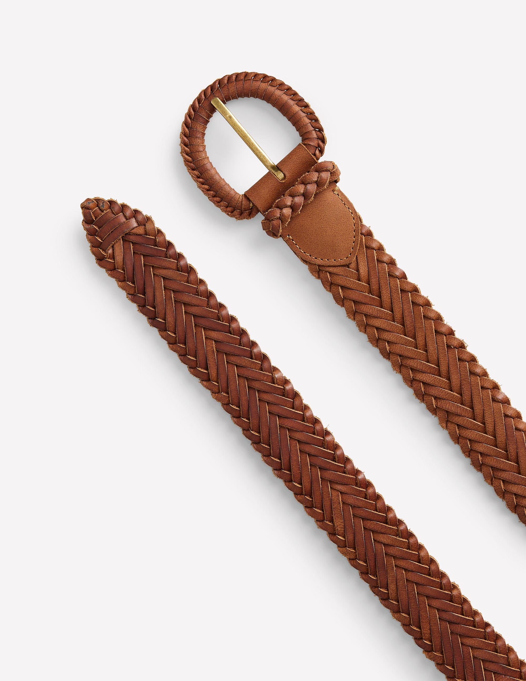Woven Leather Belt-Tan - Image 3