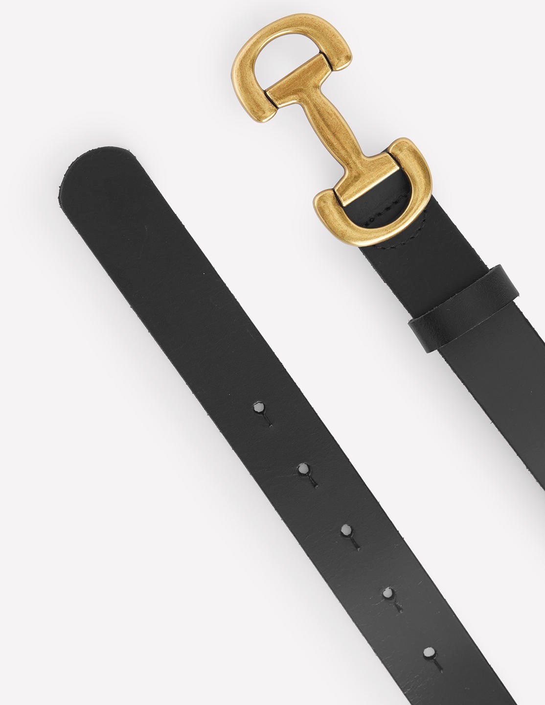 Iris Snaffle-Trim Leather Belt-Black-3