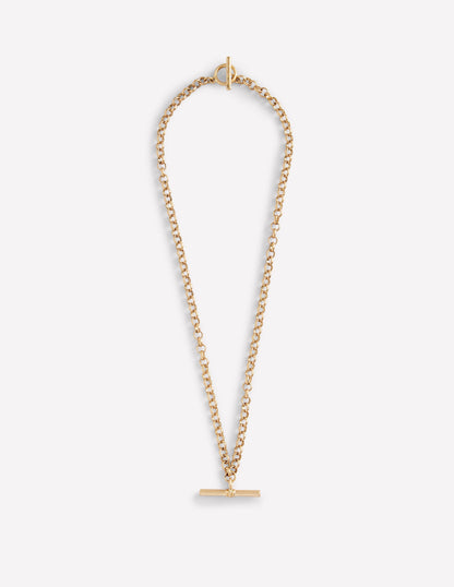 T-bar Chain Necklace-Gold Colour-1