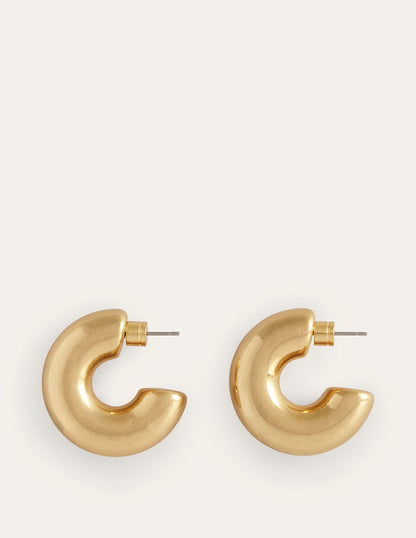 Chunky Small Hoop Earrings-Gold-2