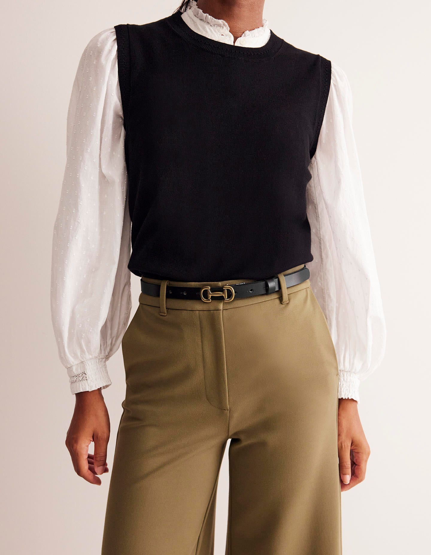 Iris Skinny Snaffle Trim Belt-Black