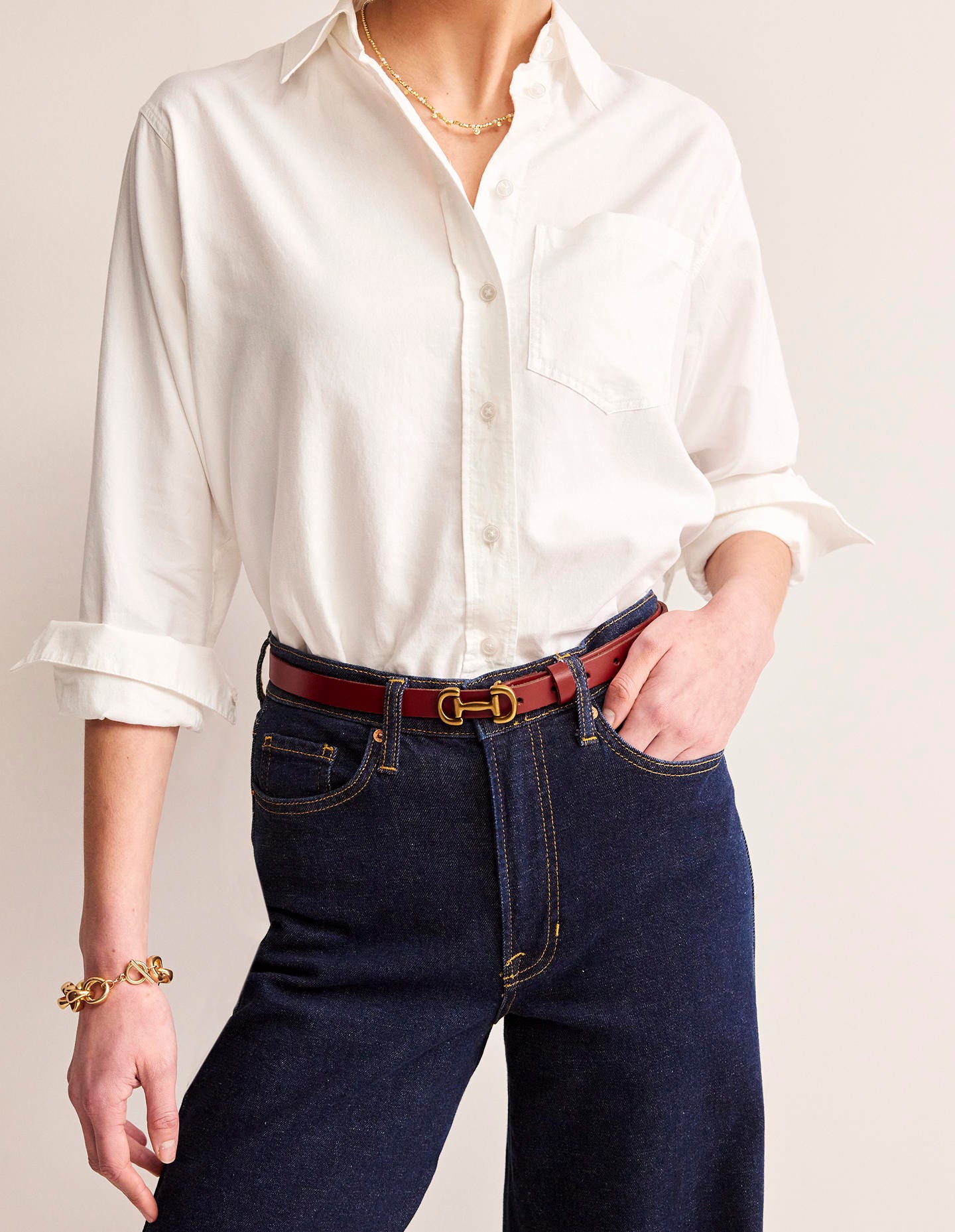 Iris Skinny Snaffle Trim Belt-Red