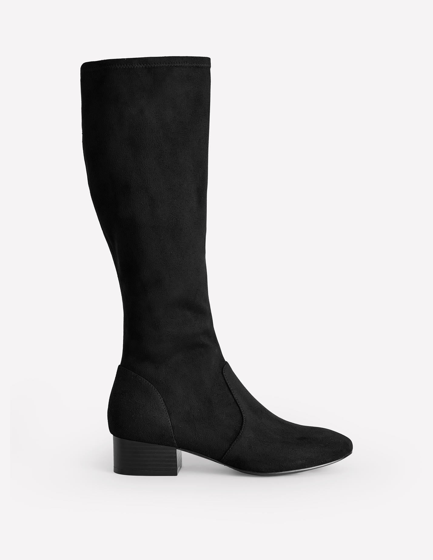 Flat Stretch Knee Boots-Black - Image 1