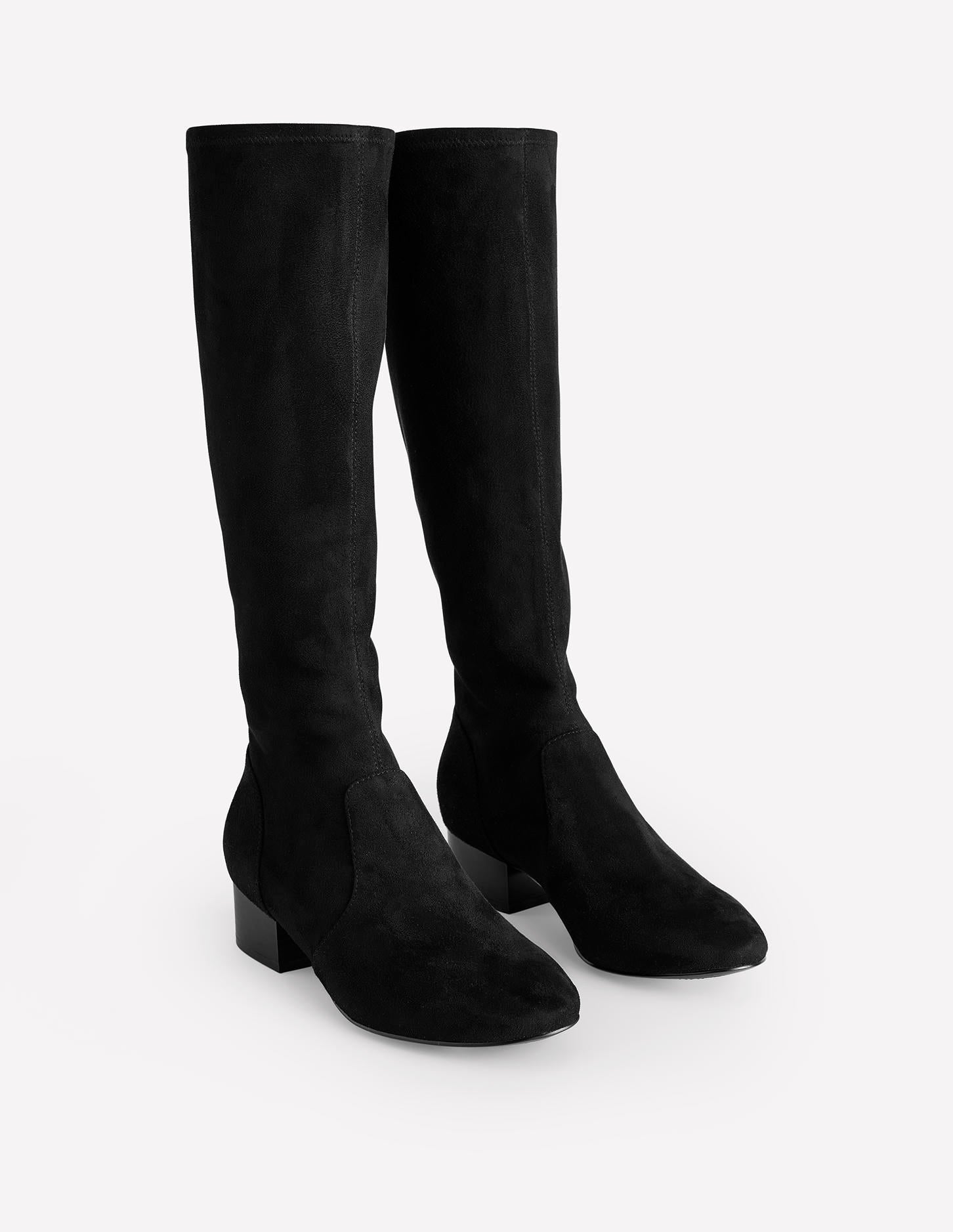 Flat Stretch Knee Boots-Black-3