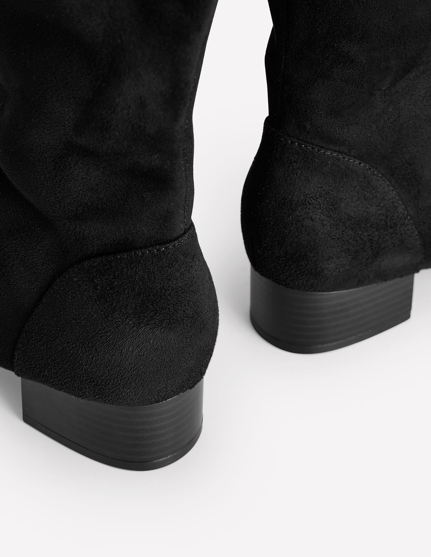 Flat Stretch Knee Boots-Black-4