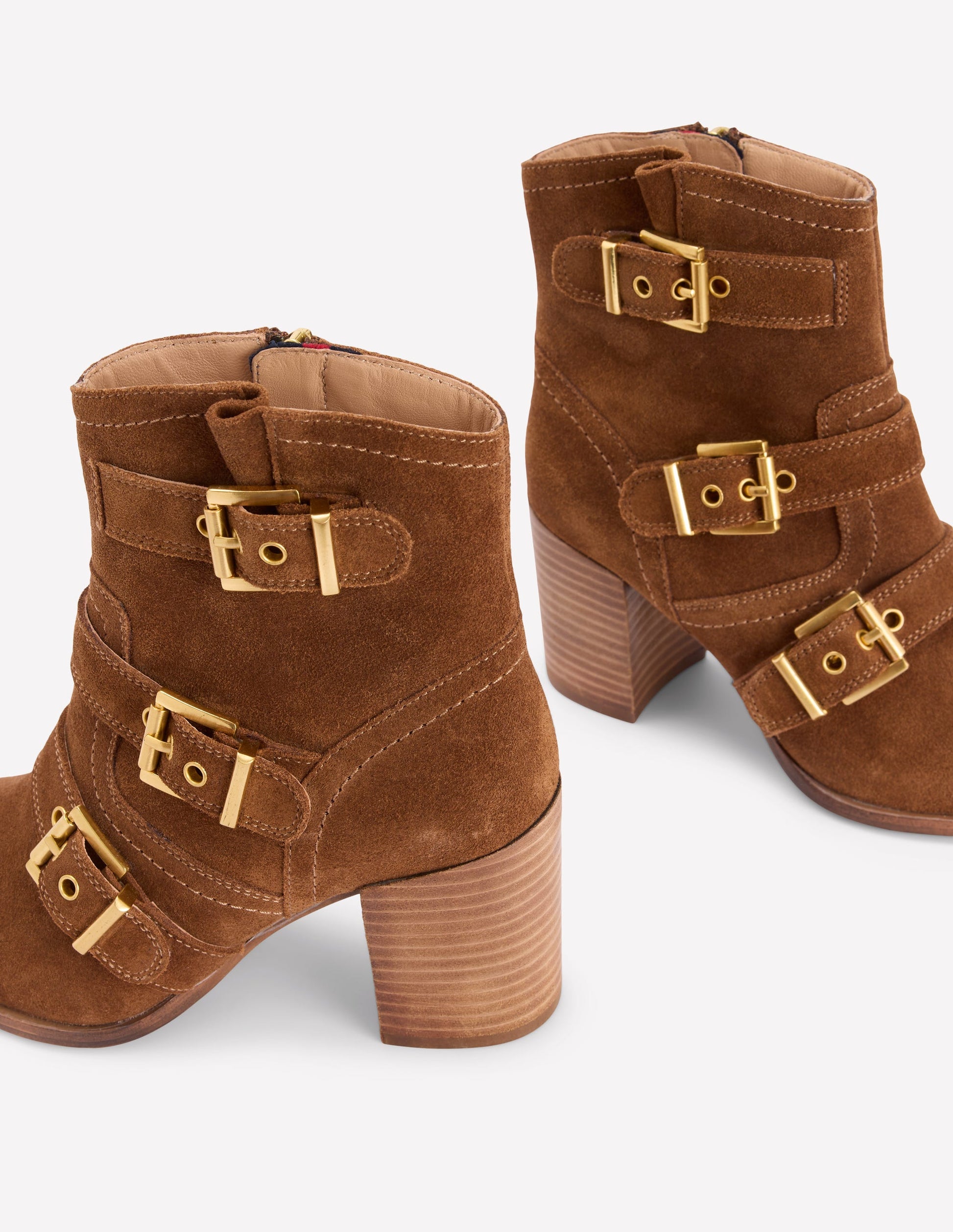 Heeled Buckled Ankle Boot-Cognac-4