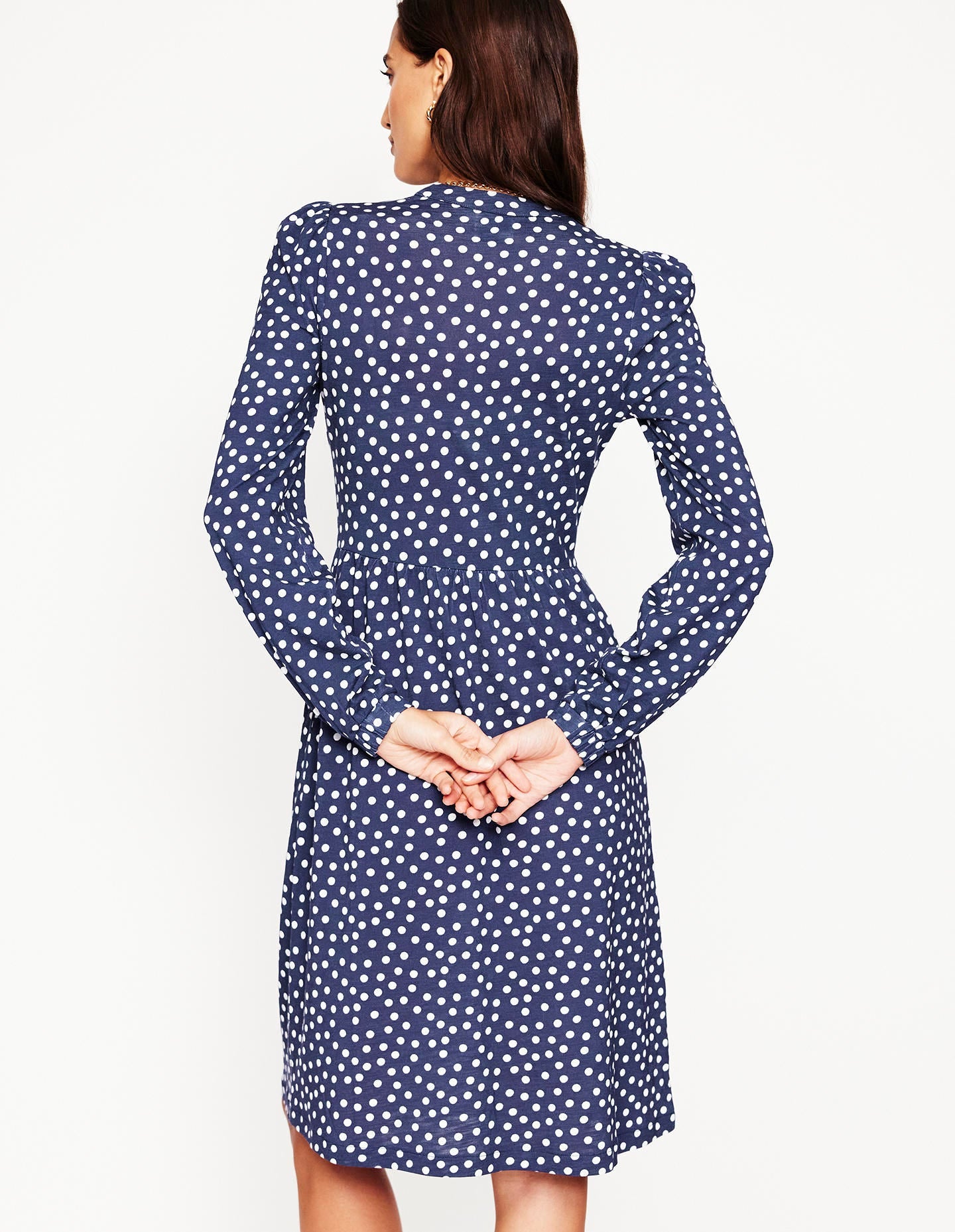 Naomi Relaxed Jersey Dress-French Navy, Abstract Dot