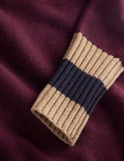 Merino Knitted Dress-Dark Cherry, Brown Stripe-9