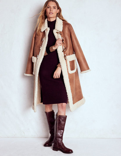 Merino Knitted Dress-Dark Cherry, Brown Stripe-7