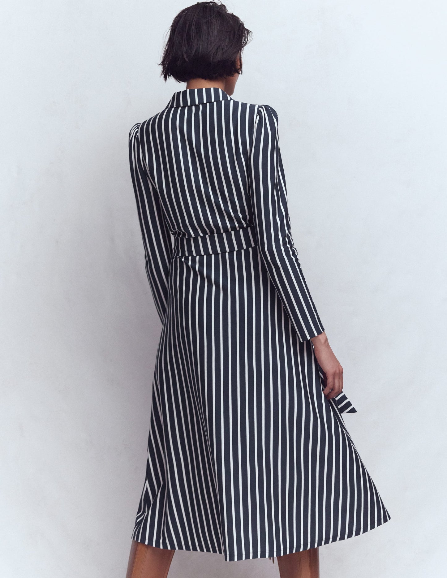 Imogen Collared Jersey Dress-French Navy and Ivory