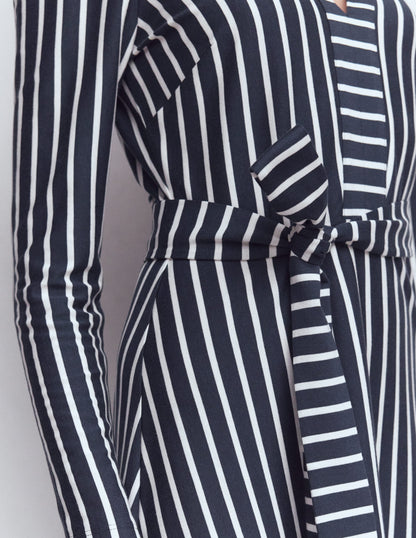 Imogen Collared Jersey Dress-French Navy and Ivory-4