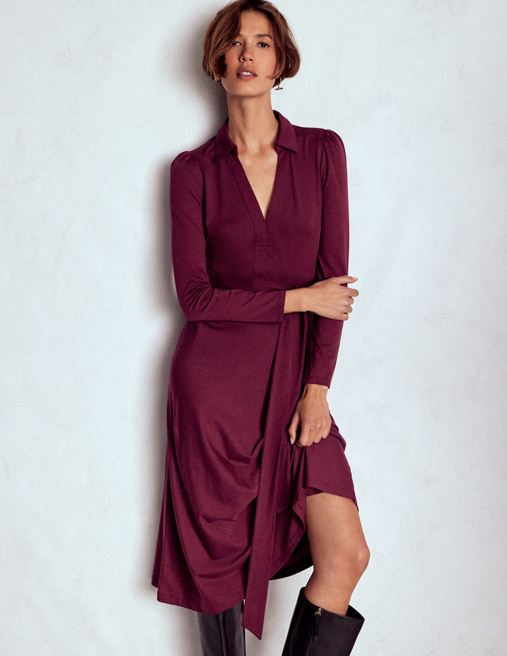 Imogen Collared Jersey Dress-Deep Wisteria