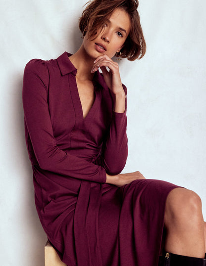 Imogen Collared Jersey Dress-Deep Wisteria-2