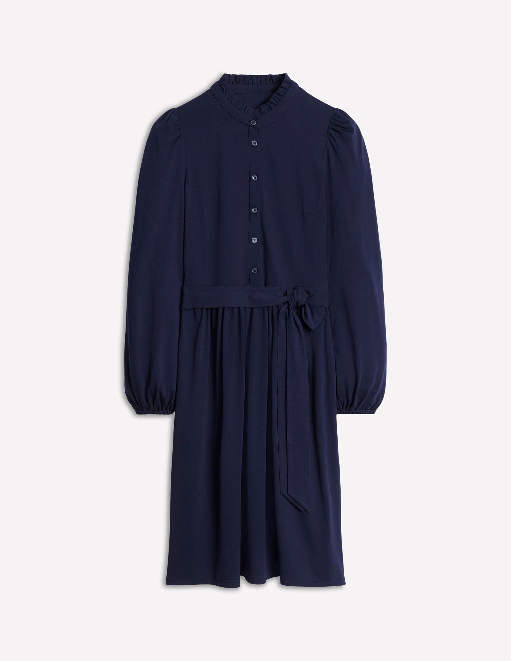 Willow Frill Short Shirt Dress-Navy-5