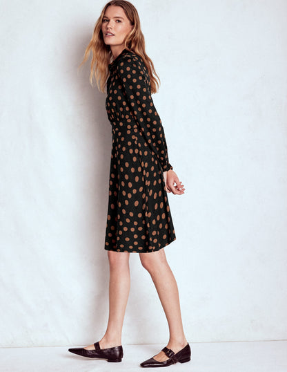 Orla Short Jersey Shirt Dress-Russet, Painted Dot-4