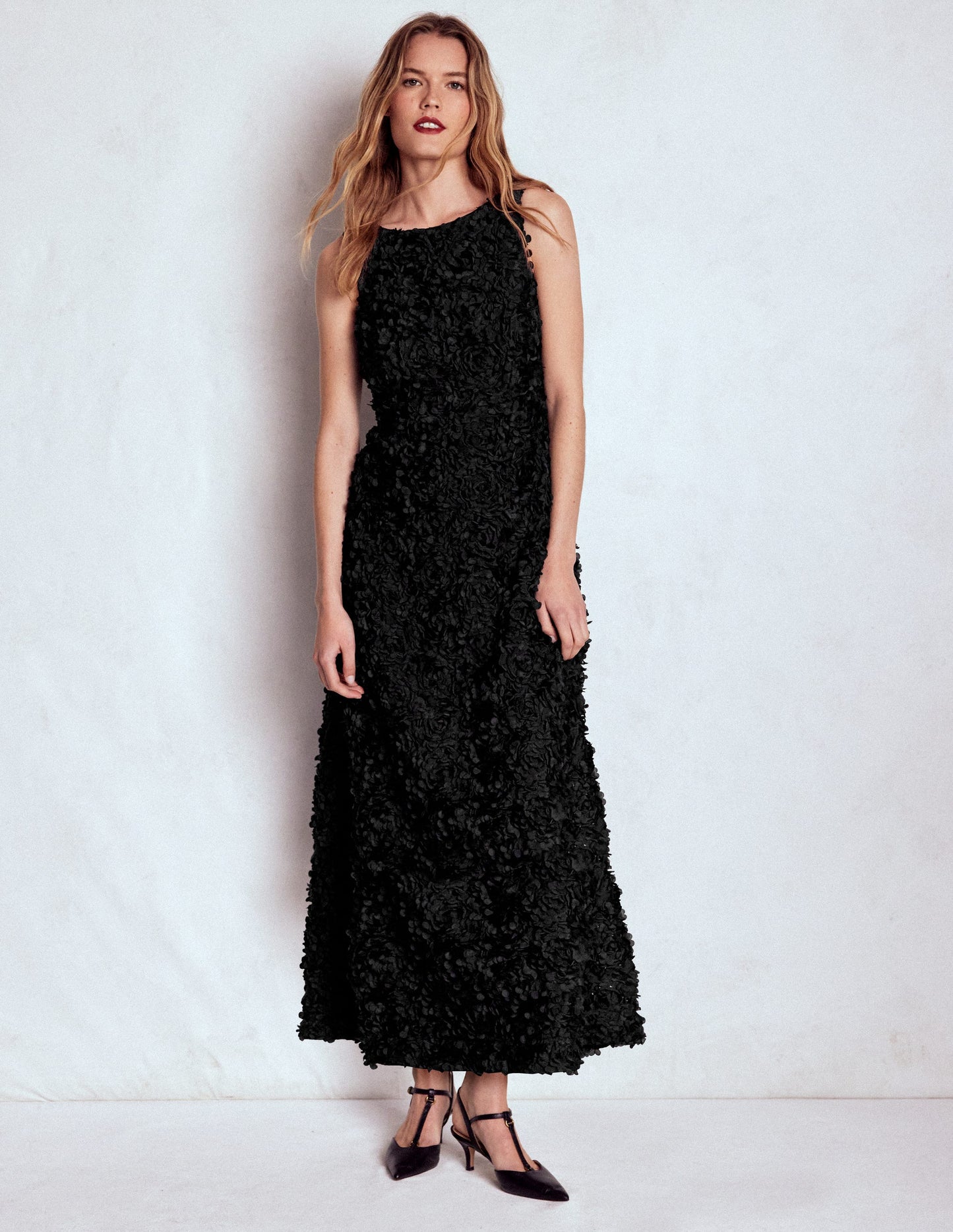 Scoop Back Fit and Flare Dress-Black