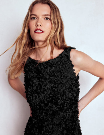 Scoop Back Fit and Flare Dress-Black-4