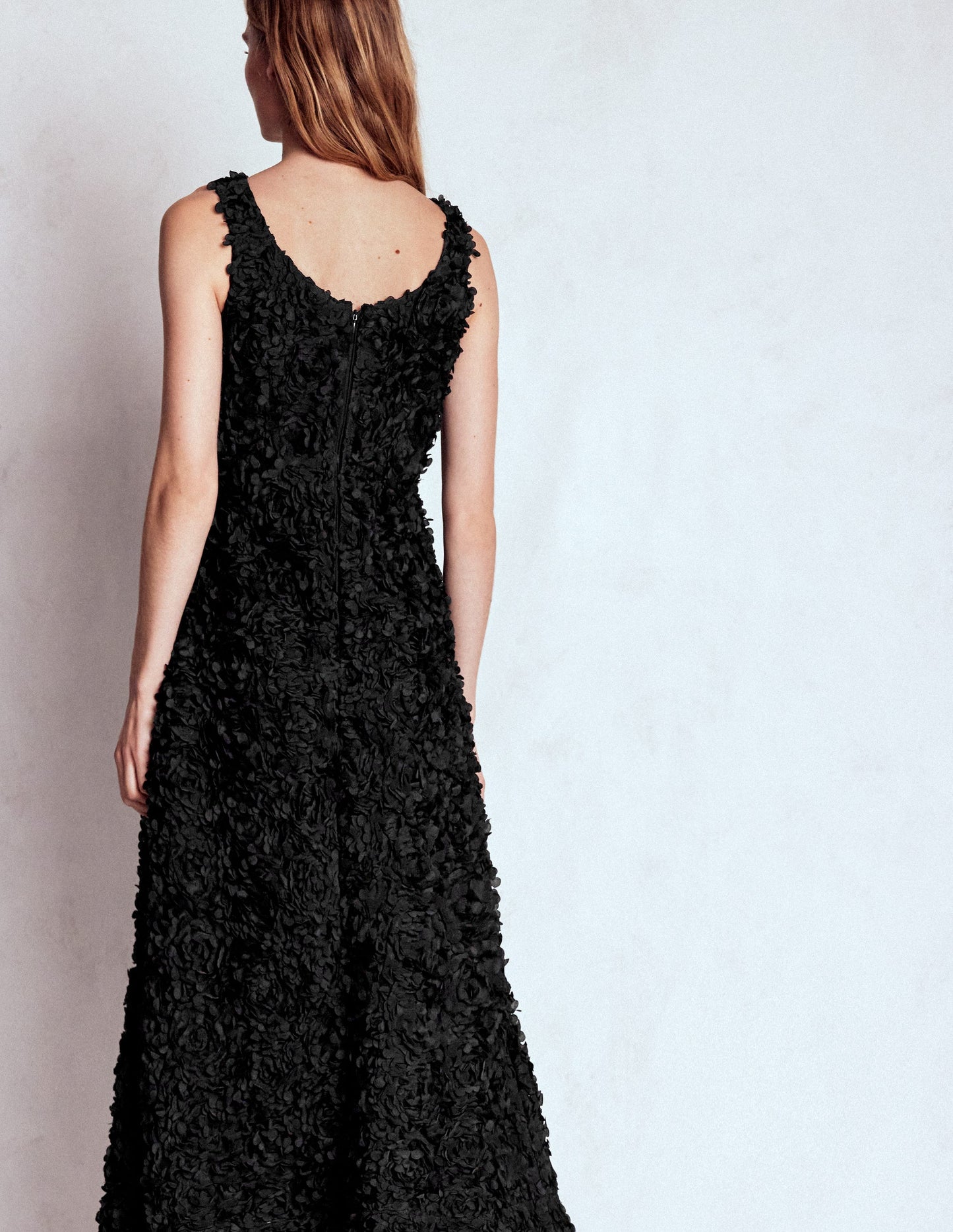 Scoop Back Fit and Flare Dress-Black