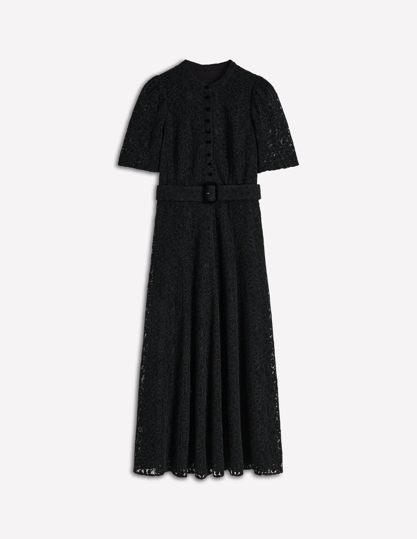 Kate Puff Sleeve Lace Dress-Black