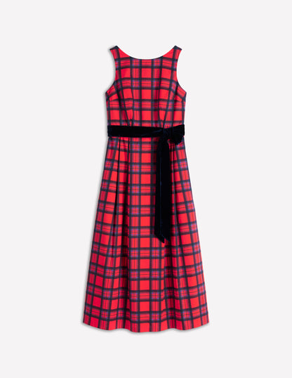 Scoop Back Check Dress-Red, Navy and Purple Check-6