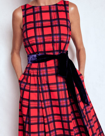 Scoop Back Check Dress-Red, Navy and Purple Check-3