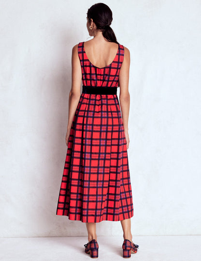 Scoop Back Check Dress-Red, Navy and Purple Check-4
