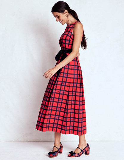 Scoop Back Check Dress-Red, Navy and Purple Check-5