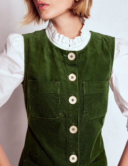 Evelyn Cord Shift Dress-Green Fir-3