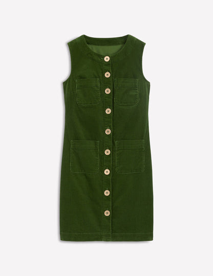Evelyn Cord Shift Dress-Green Fir-6