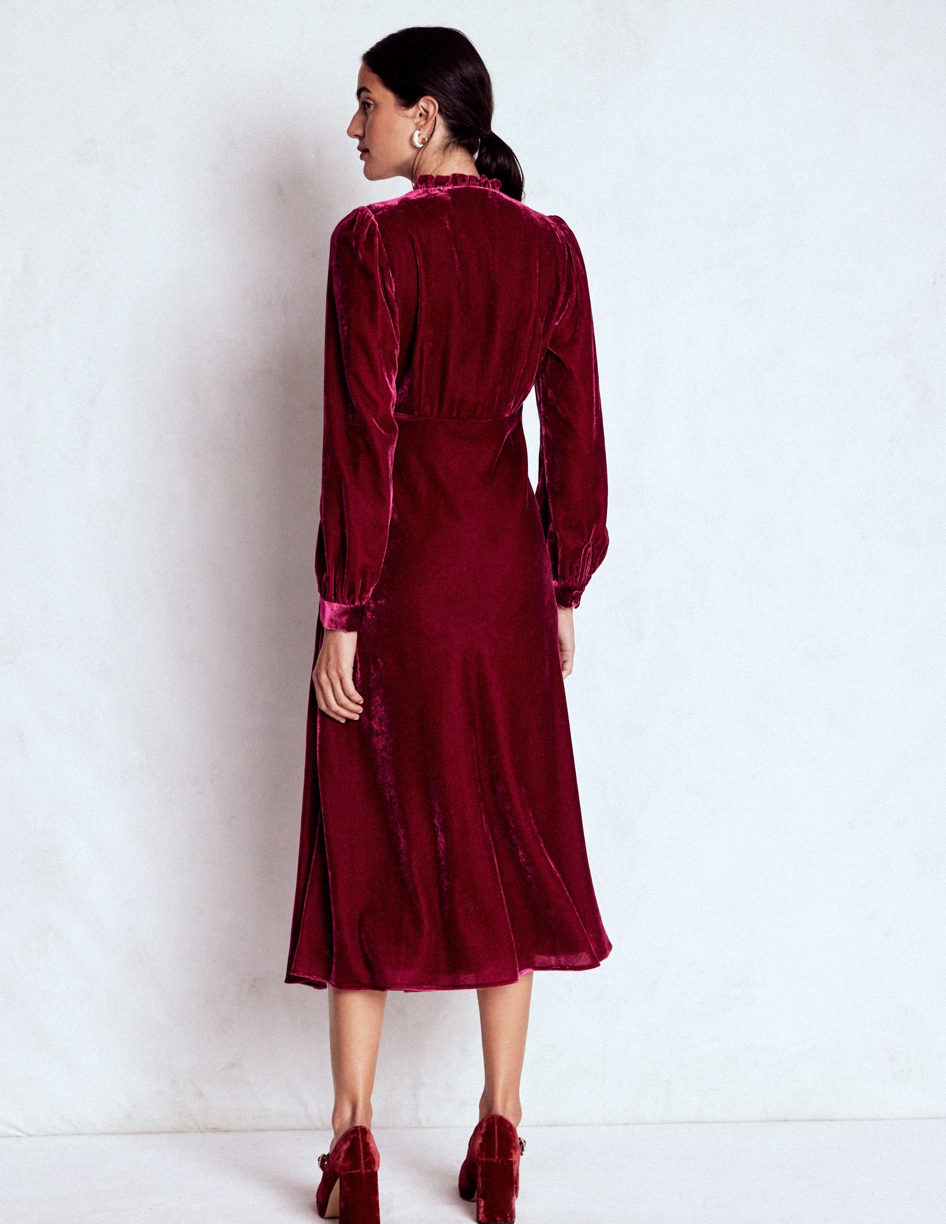 Cassie Velvet Tea Dress-Rumba Red-4