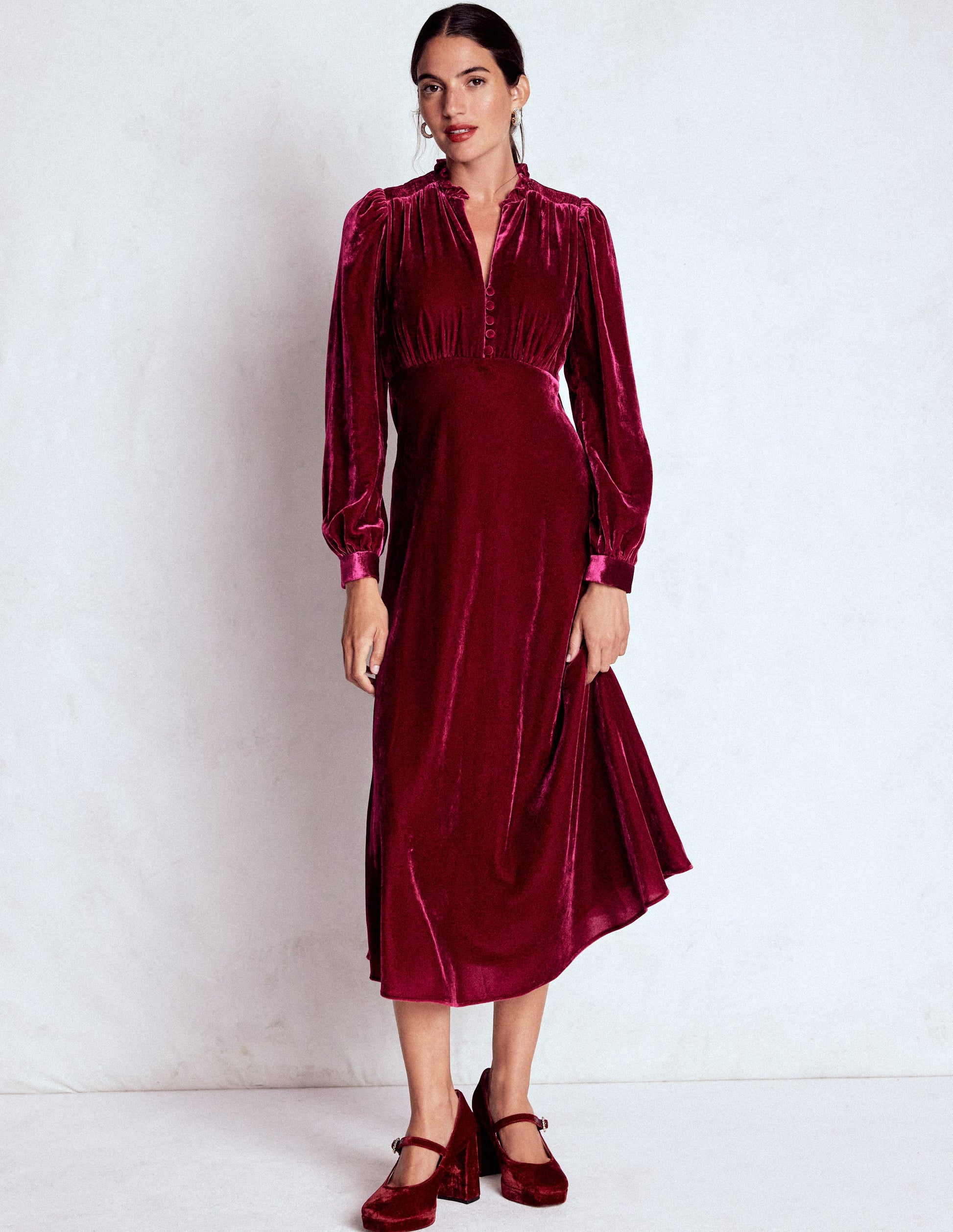 Cassie Velvet Tea Dress-Rumba Red-5