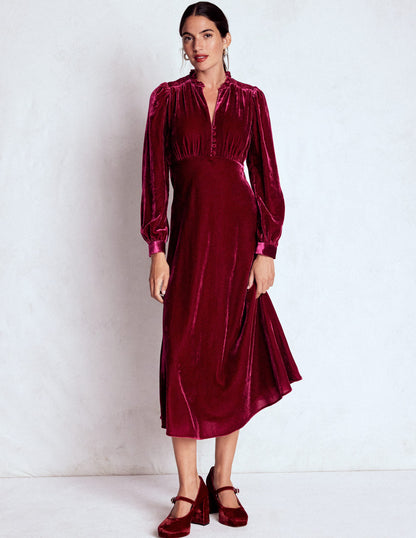 Cassie Velvet Tea Dress-Rumba Red-5