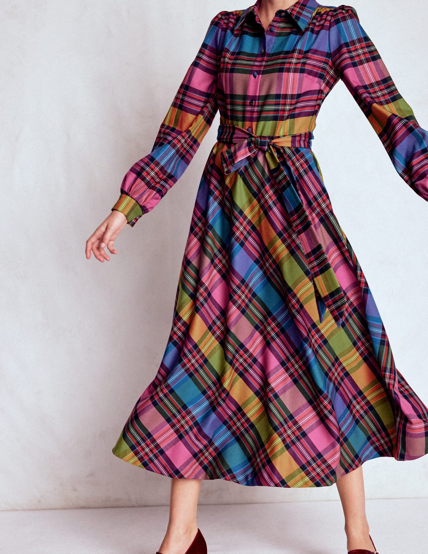 Vivienne Check Midi Dress-Multi, Blanket Check