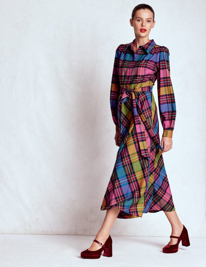 Vivienne Check Midi Dress-Multi, Blanket Check-6