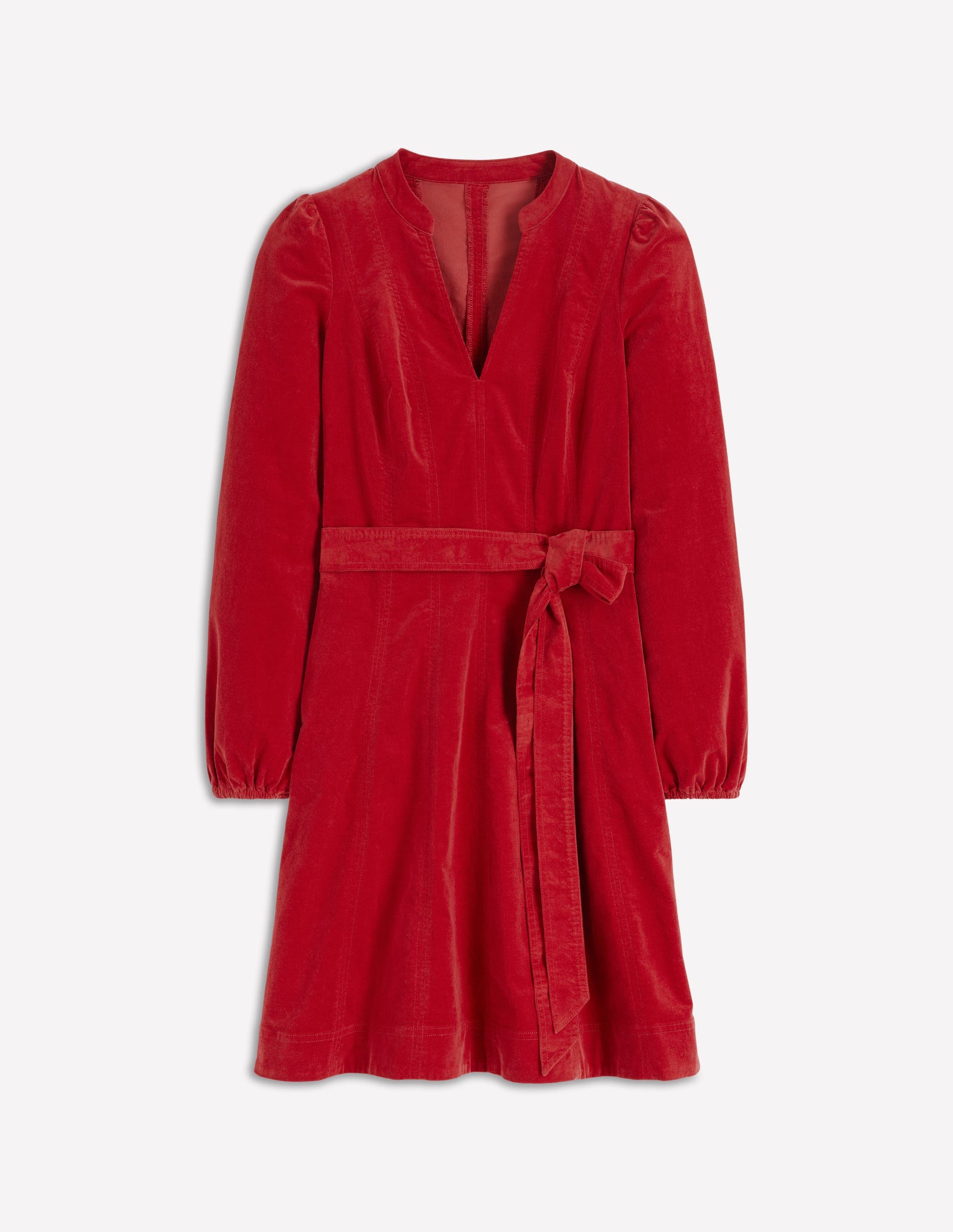 Ros Panelled Cord Short Dress-Crimson Red-7