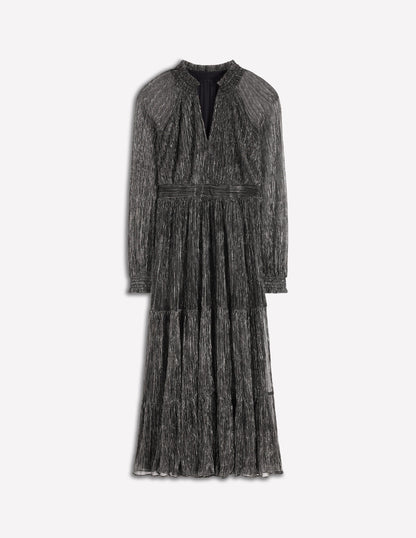 Lucille Smocked Sparkle Dress-Black and Gold-6