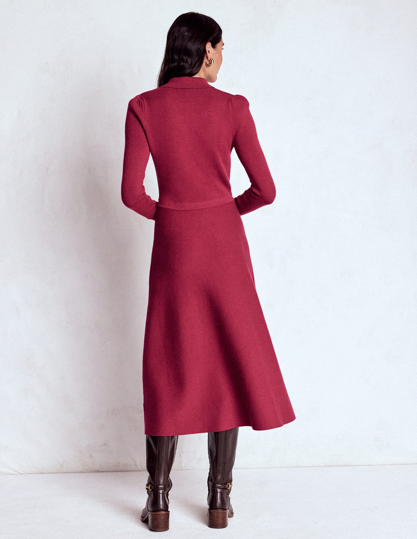 Fiona Zip Front Knitted Dress-Ruby Red