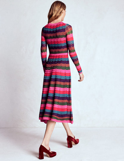 Metallic Wave Dress-Multi Stripe-4