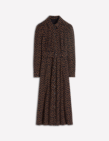Anita Long Sleeve Shirt Dress-Black, Painted Dot-6