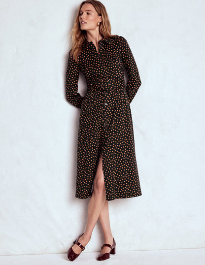 Anita Long Sleeve Shirt Dress-Black, Painted Dot-5
