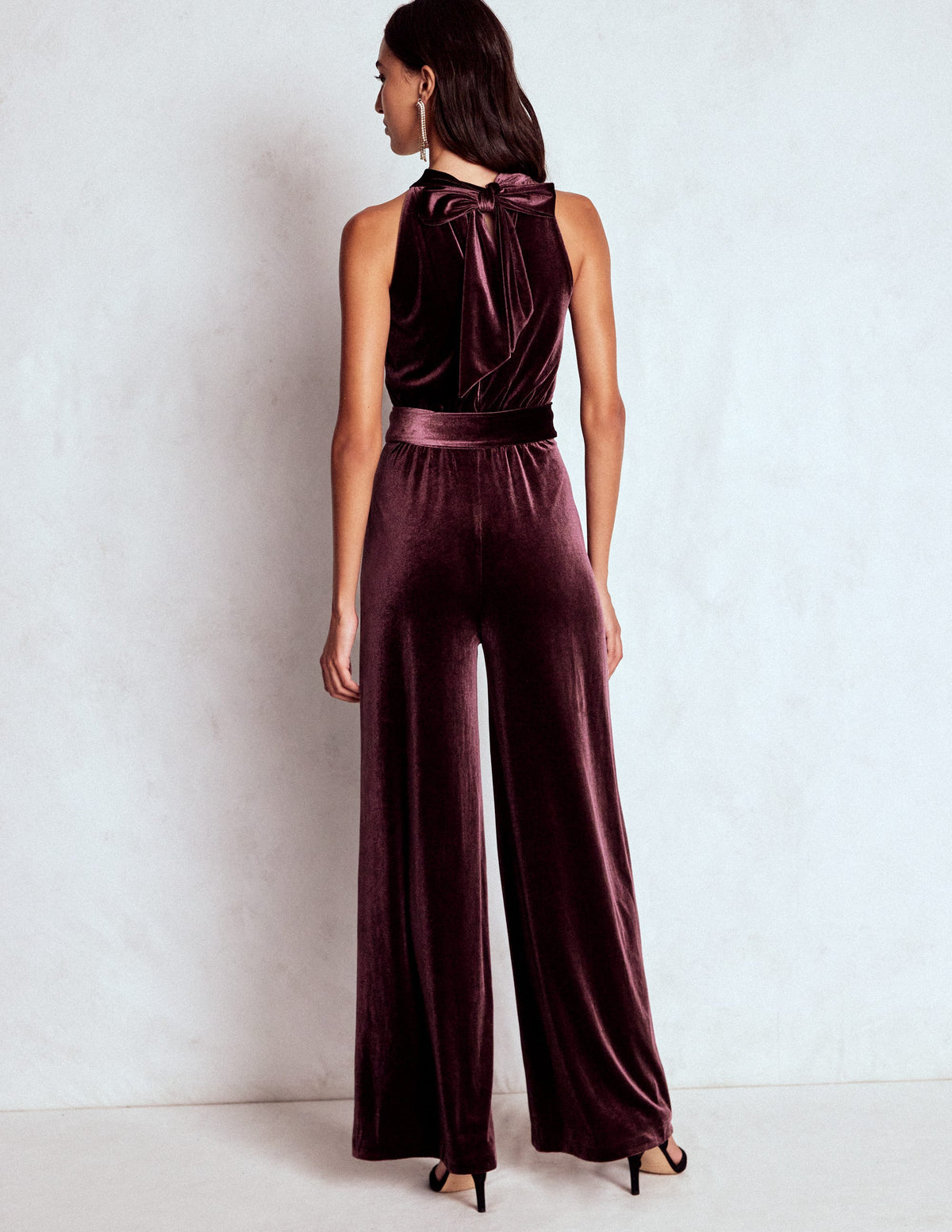 Jersey Halter Jumpsuit-Dark Cherry - Image 3
