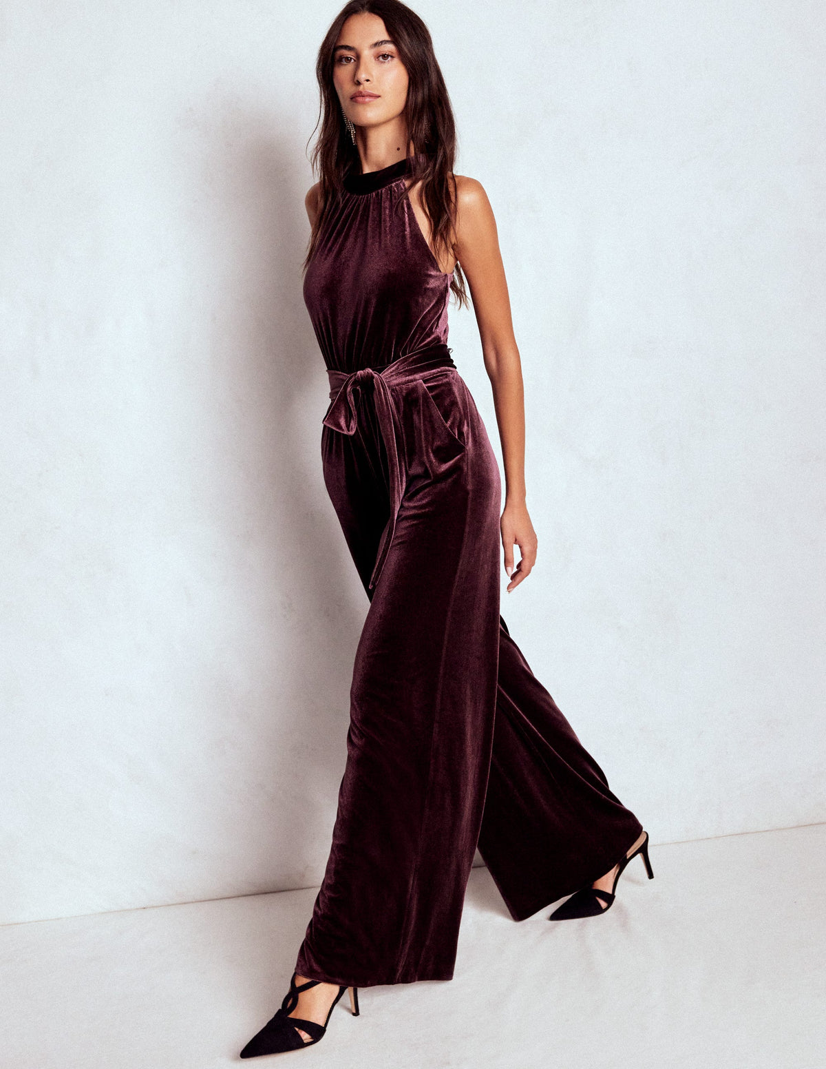 Jersey Halter Jumpsuit-Dark Cherry - Image 4